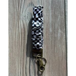 Scrunchie Wristlet Keychain Bag Purse Charm Black White Bandana